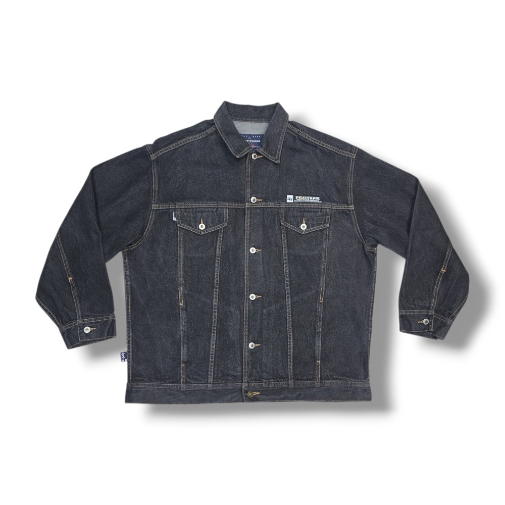 Vintage Phat Farm Black Denim Trucker Jacket Made in Hong Kong Men's XXL